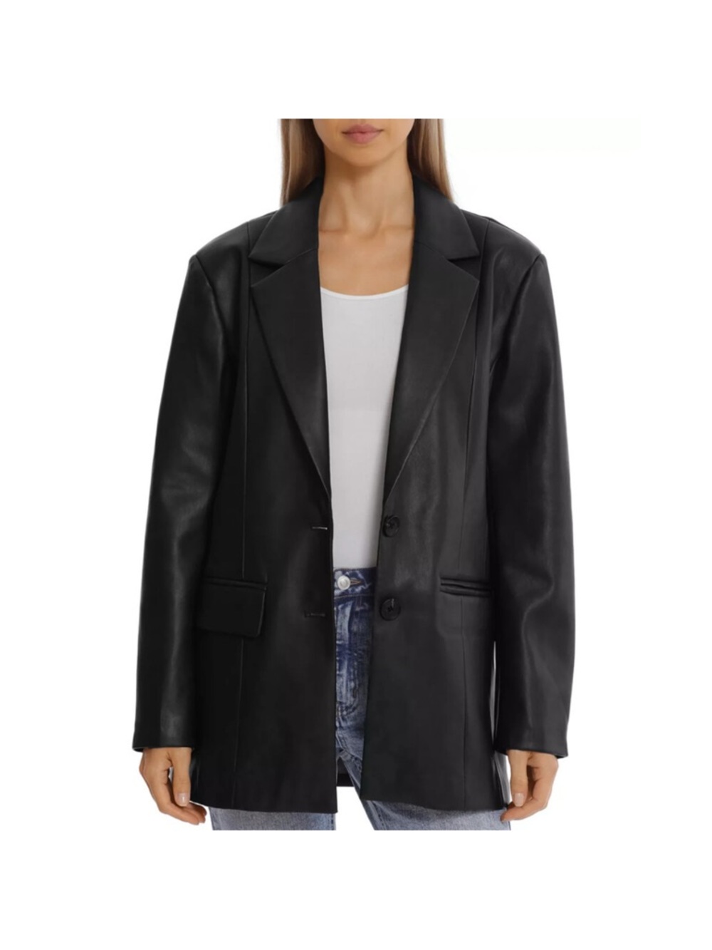 bagatelle Black Leather Blazer Jacket